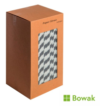 Paper Straws 200mm Black-White