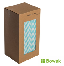 Paper Straws 200mm Blue-White