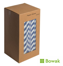 Paper Straws 200mm Dark Blue-White