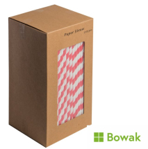 Paper Straws 200mm Red-White