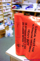 Clinical Waste Sacks on Roll Orange 90L
