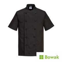 Kent Chefs Jacket Black Small Short Sleeve