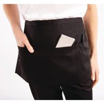 Short Black Bistro Apron with Pocket