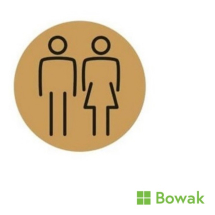 Unisex Toilet Door Sign Gold 150mm