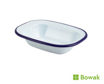Enamel Pie Dish 16cm Rectangular White & Blue