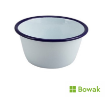 Enamel Round Deep Pie Dish 16cm Rectangular White & Blue