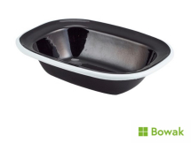 Enamel Pie Dish Black 16cm Rectangular White Rim