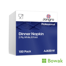 Dinner Napkins White 3-ply 8-Fold 39cm