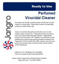 Jangro Trigger Spray Label - Perfumed Virucidal Cleaner